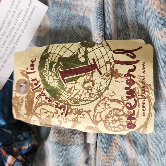 ONE WORLD 3/4 SLEEVES TIE KNOT PAISLEY TOP BLUE COLOR SIZE 1X - Picture 6 of 12